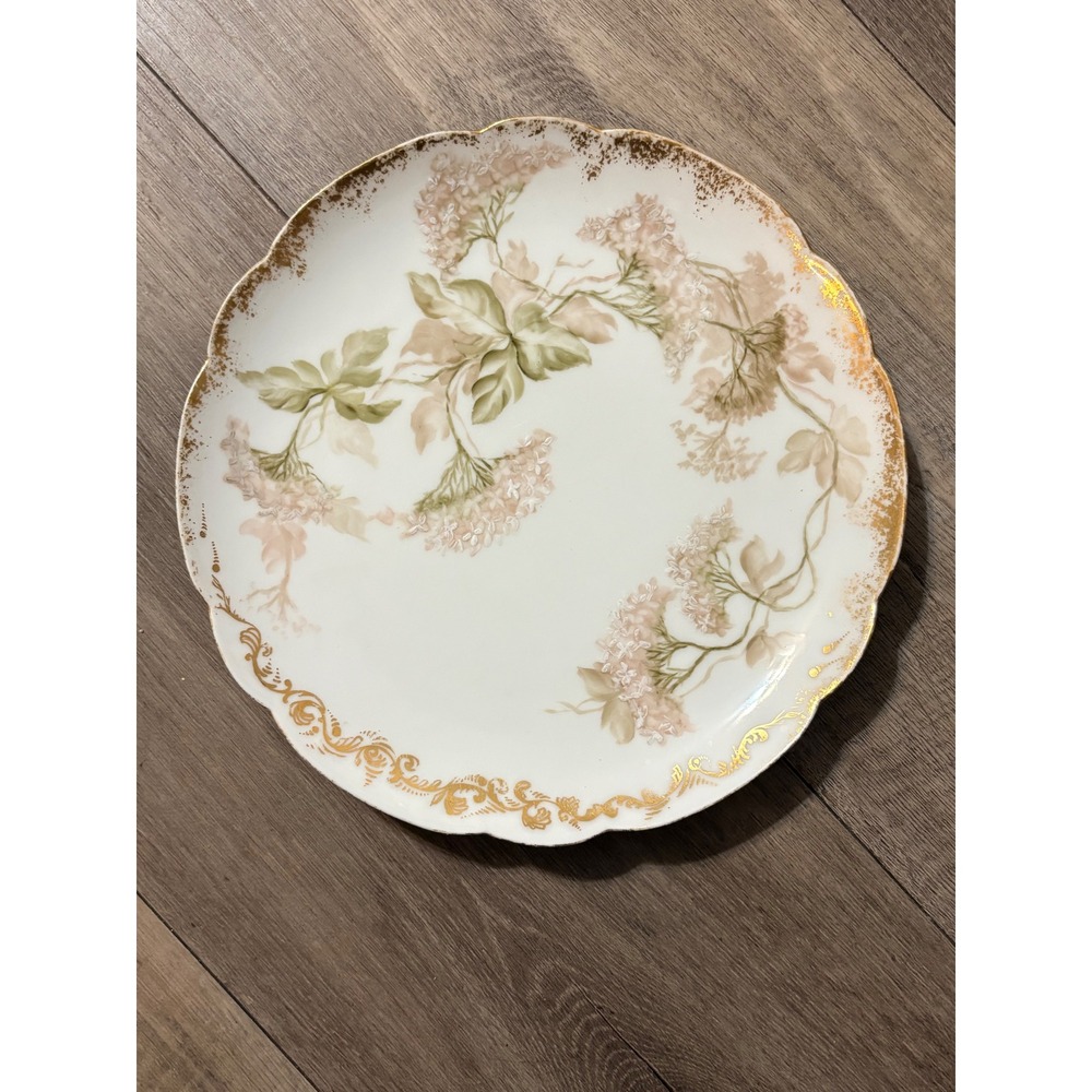 Vintage Haviland & Co Limoges France Floral Gold Scalloped Plate 8.5"
